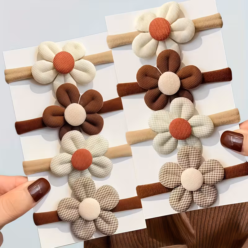 8 Piezas de Lazos para el Cabello Bohemios con Flores