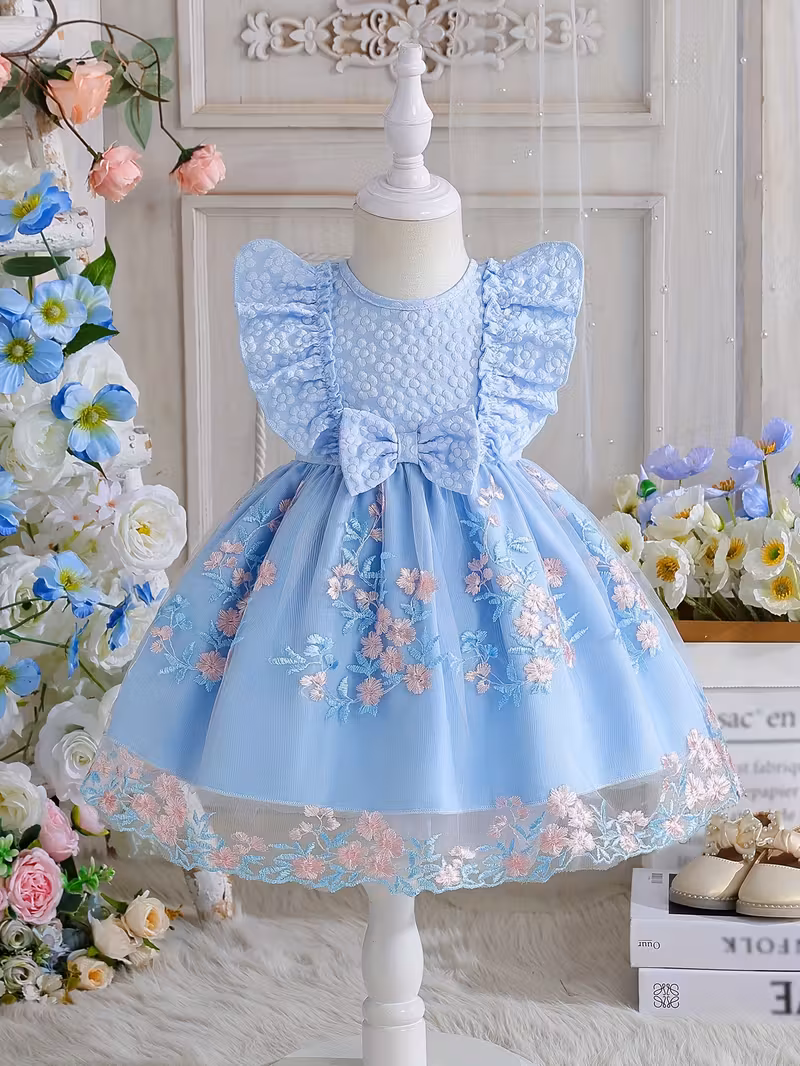 Novia de Verano para Niñas 2025 con Estampado Jacquard y Flores Sol