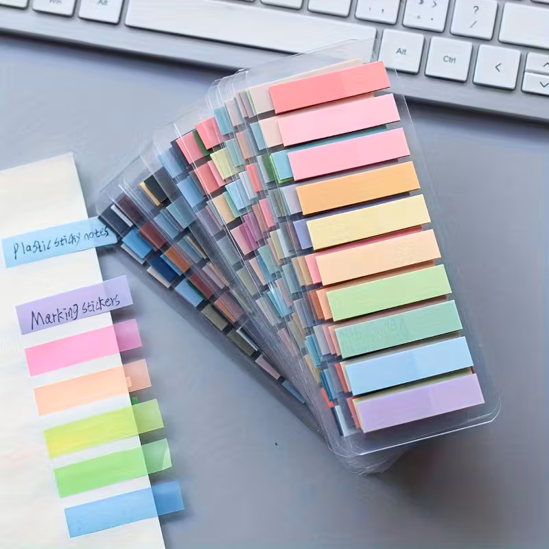 200pcs Notas Adhesivas Transparentes Retro Europeas Fluorescentes PET